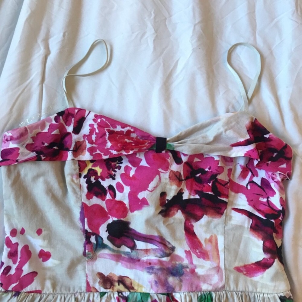 Watercolor Floral Sundress, Cream Pink and Purple, size Medium - Picture 3 of 16